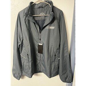 RAWGEAR REFLECTIVE FULL ZIP GRAY WINDBREAKER JACKET, W/POCKETS, MESH LINED, MED